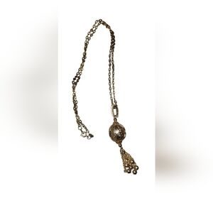 Vintage gold tone Pendant Necklace with Tassel